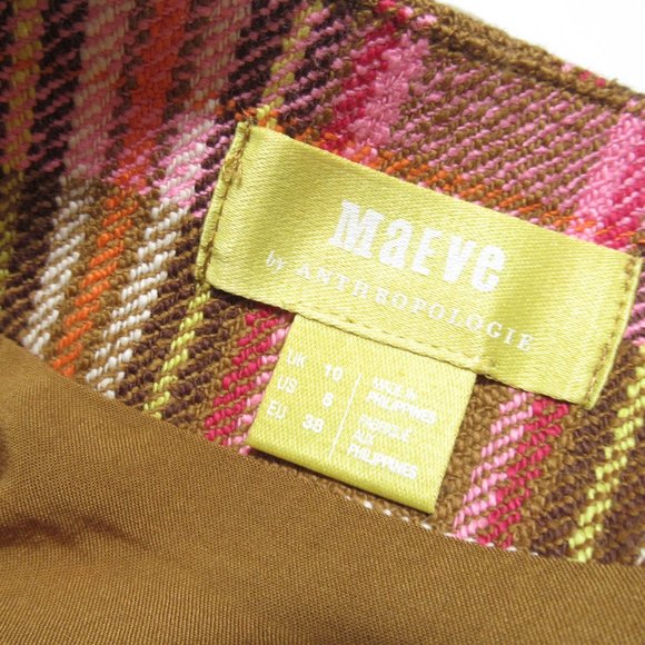 Anthropologie Maeve Button-Front Mini Skirt Pink Plaid - Medium - Picture 6 of 12